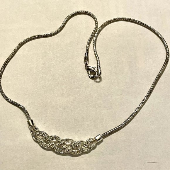 4 for $20 Sale Roman Jewelers Crystal Pave Silver Necklace - Picture 7 of 8